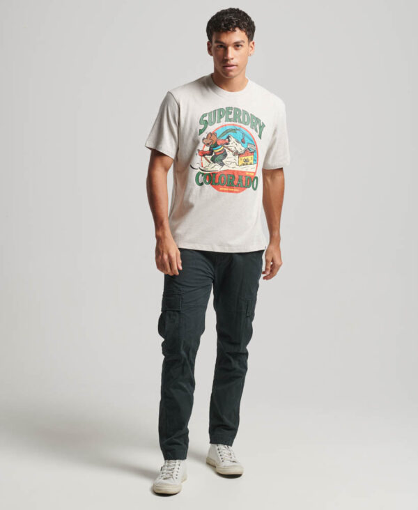 Travel Postcard Graphic T Shirt Oat Cream Marl M1011778A 8ZU 4