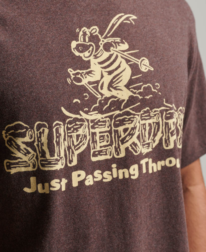 Travel Postcard Graphic T Shirt Rich Brown Marl M1011778A 1AW 2