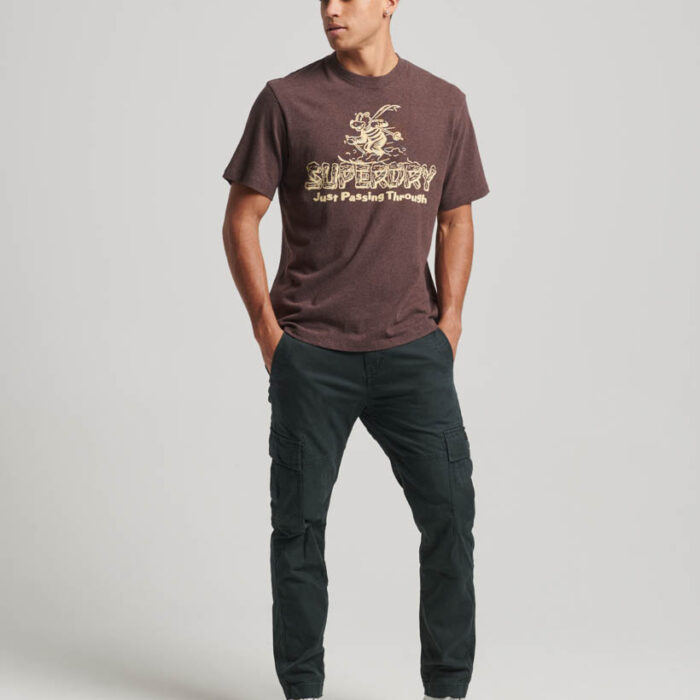 Travel Postcard Graphic T Shirt Rich Brown Marl M1011778A 1AW 4