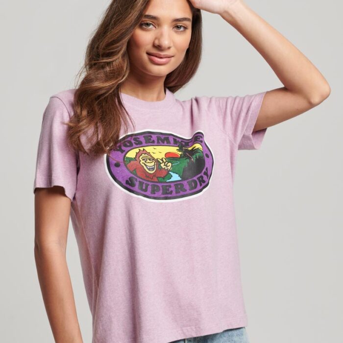 Travel Postcard Graphic T Shirt Vintage Purple Marl W1011261A 7DH 1