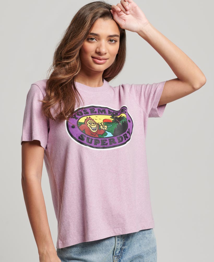 Travel Postcard Graphic T Shirt Vintage Purple Marl W1011261A 7DH 1