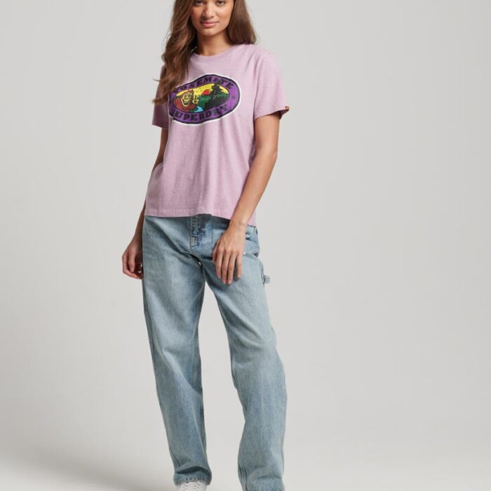 Travel Postcard Graphic T Shirt Vintage Purple Marl W1011261A 7DH 4
