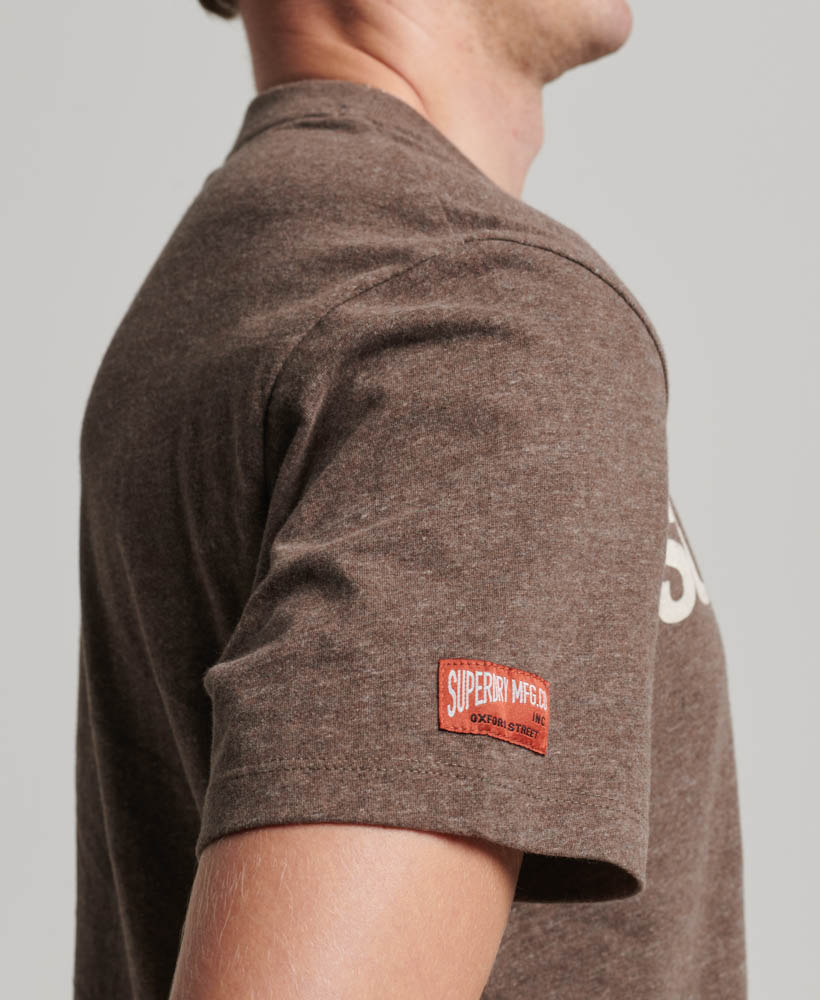 Workwear Logo Vintage T Shirt Cocoa Brown Marl M1011758A 1BL 3