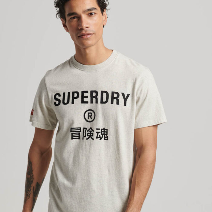 Workwear Logo Vintage T Shirt Oatmeal Grey Marl M1011758A 1KO 1