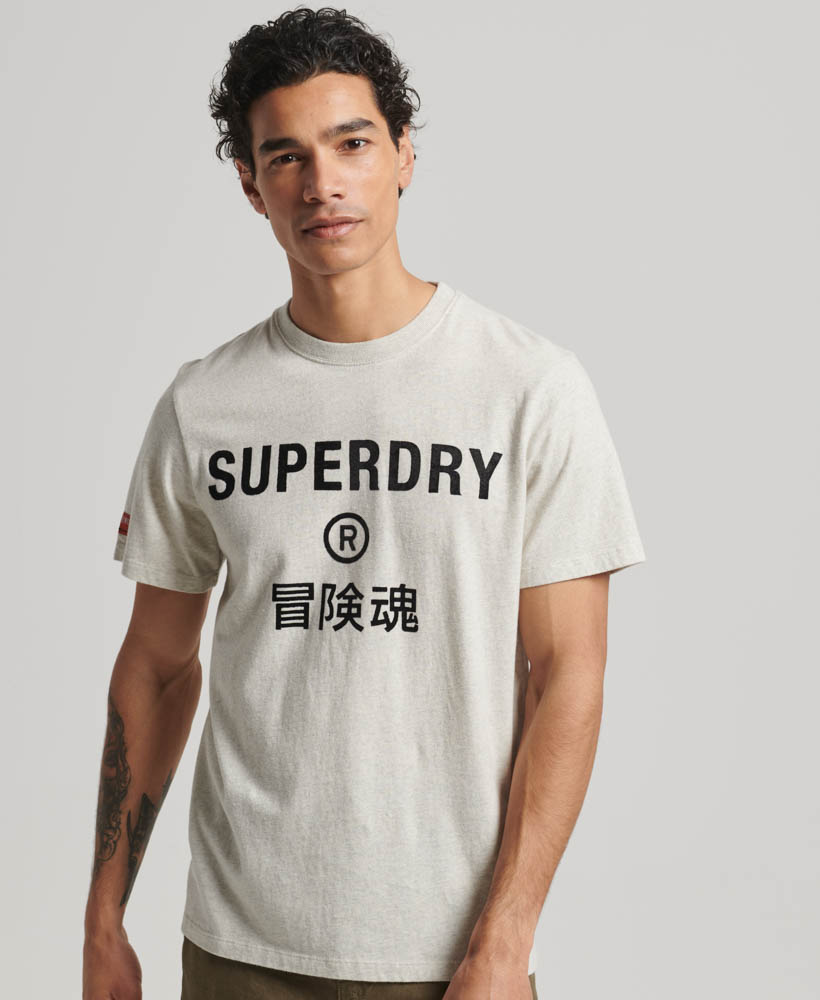 Workwear Logo Vintage T Shirt Oatmeal Grey Marl M1011758A 1KO 1