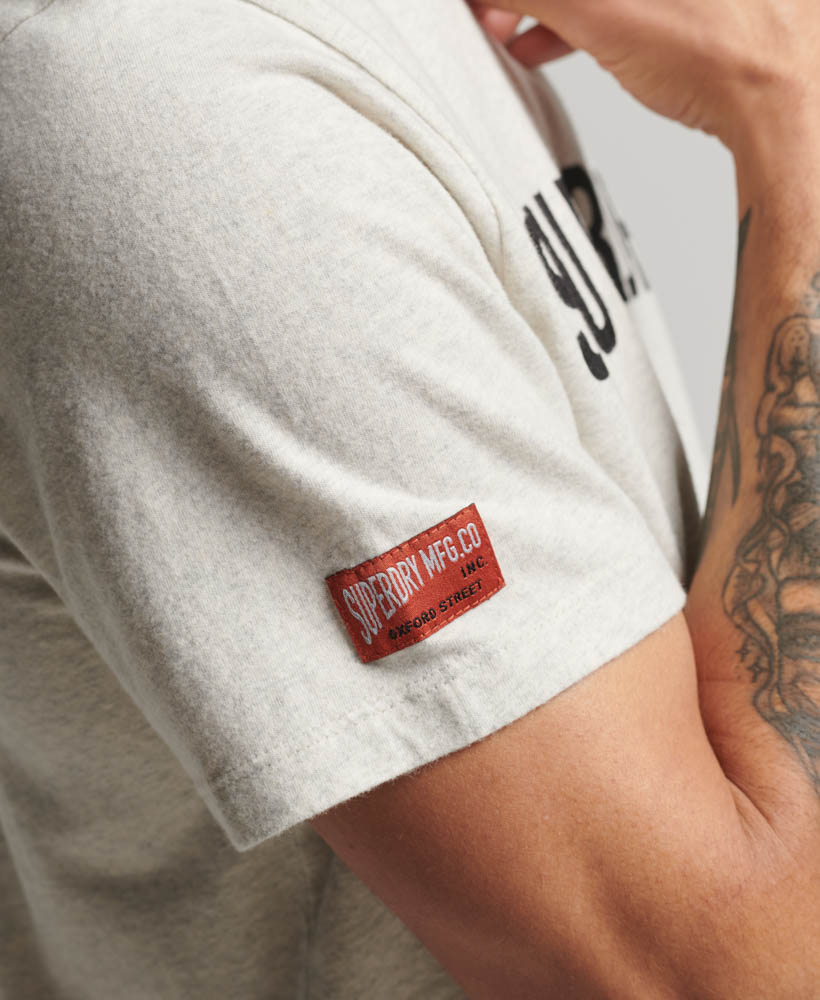 Workwear Logo Vintage T Shirt Oatmeal Grey Marl M1011758A 1KO 2