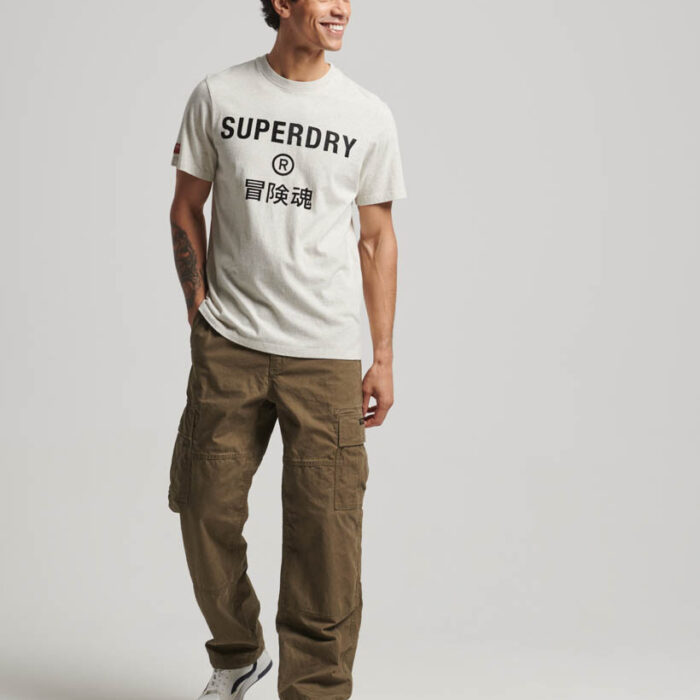 Workwear Logo Vintage T Shirt Oatmeal Grey Marl M1011758A 1KO 4