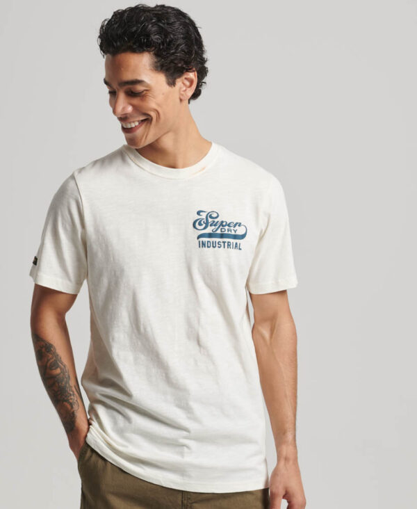 Workwear Scripted Graphic T Shirt New Chalk White Slub M1011757A 1FI 1