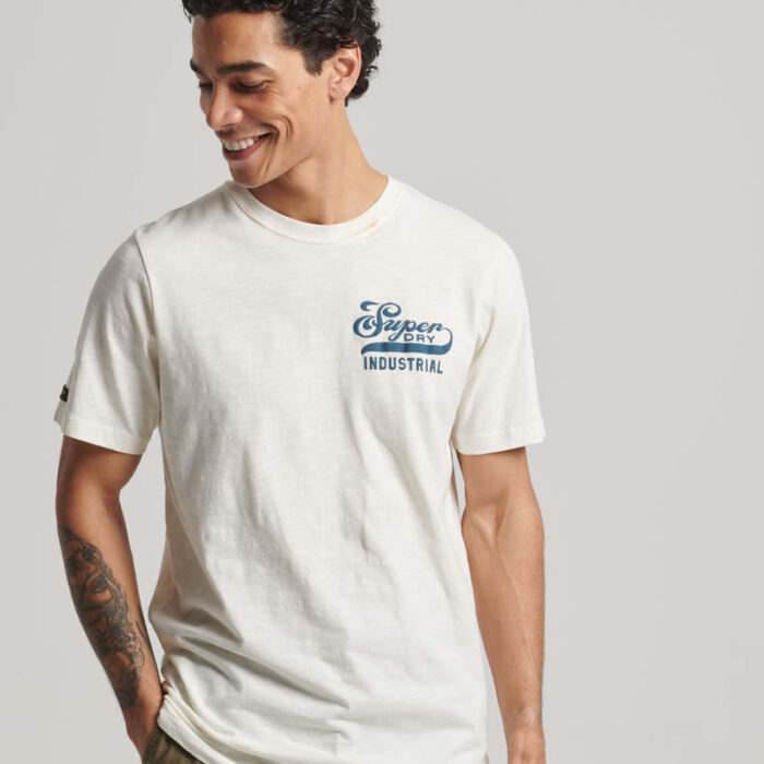 Workwear Scripted Graphic T Shirt New Chalk White Slub M1011757A 1FI 1