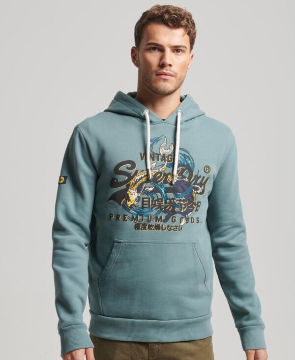 Japanese Vintage Logo Graphic Hoodie Goblin Blue M2013390A 1FA 1