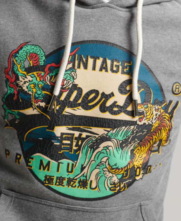 Japanese Vintage Logo Graphic Hoodie Rich Charcoal Marl M2013390A 5XZ 4