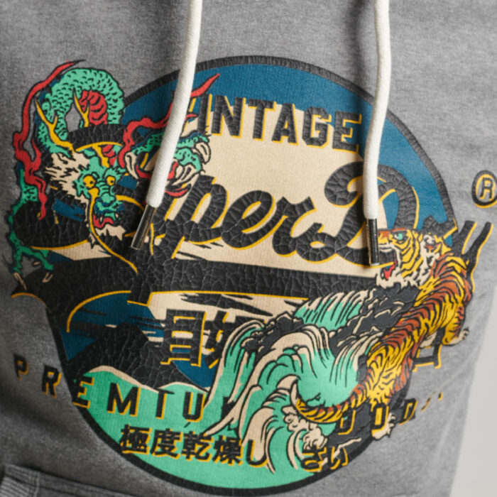Japanese Vintage Logo Graphic Hoodie Rich Charcoal Marl M2013390A 5XZ 4