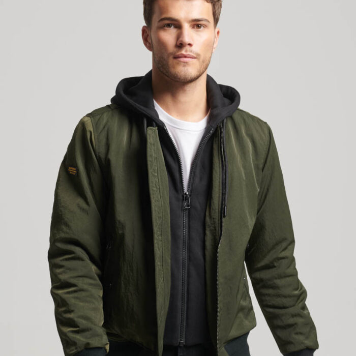 Military Hooded MA1 Bomber Jacket Surplus Goods Olive M5011722A LO3 1