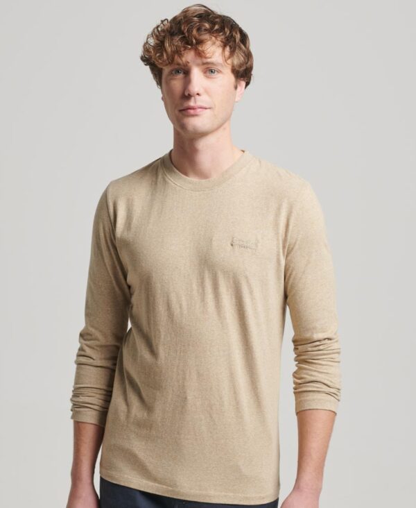 Organic Cotton Vintage Logo Embroidered Top Tan Brown Fleck Marl M6010550A 9XE 1
