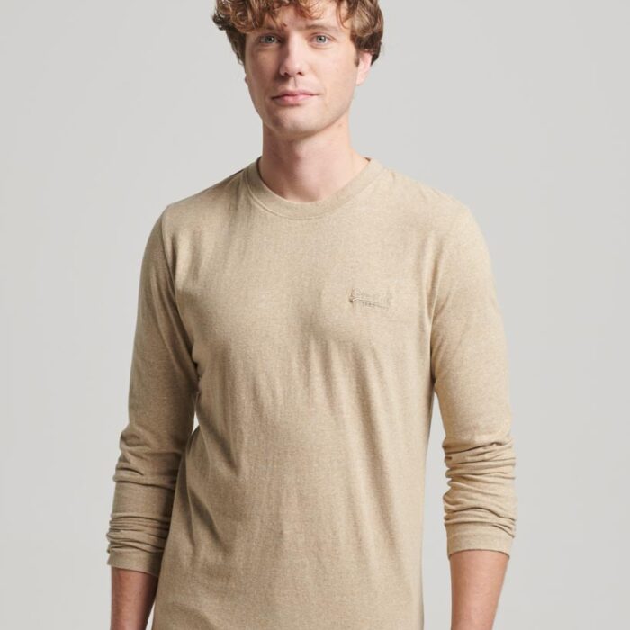 Organic Cotton Vintage Logo Embroidered Top Tan Brown Fleck Marl M6010550A 9XE 1