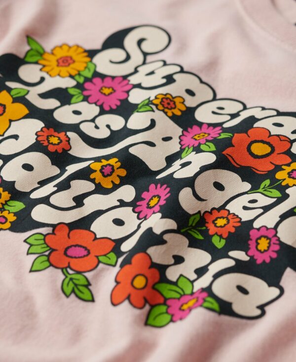 70'S Floral Script Logo T Shirt Somon Pink Marl W1011253A 9CU 2