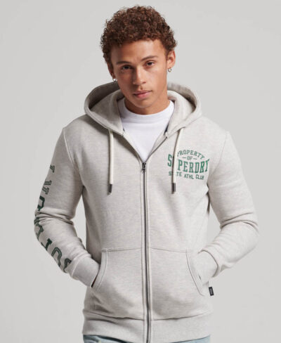 Athletic College Graphic Zip Hoodie Birut Grey Marl M2013150A 9QV 1