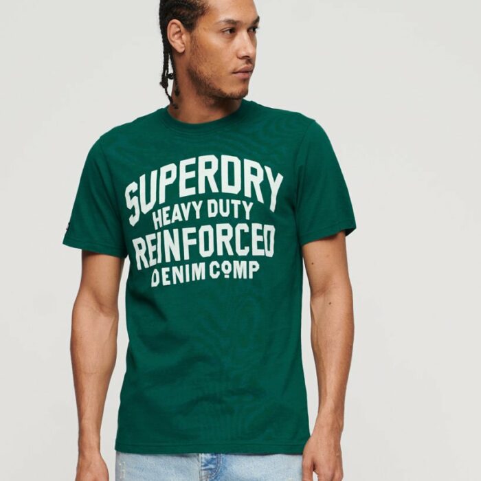 Athletic Script Graphic T Shirt Storm Green M1011767A VJ3 1