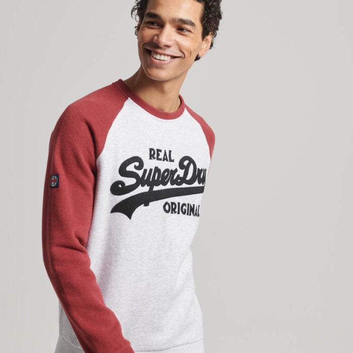 Athletic Vintage Logo Raglan Crew Sweatshirt Glacier Grey Marl Rhubarb Marl M2013129A 1EJ 1