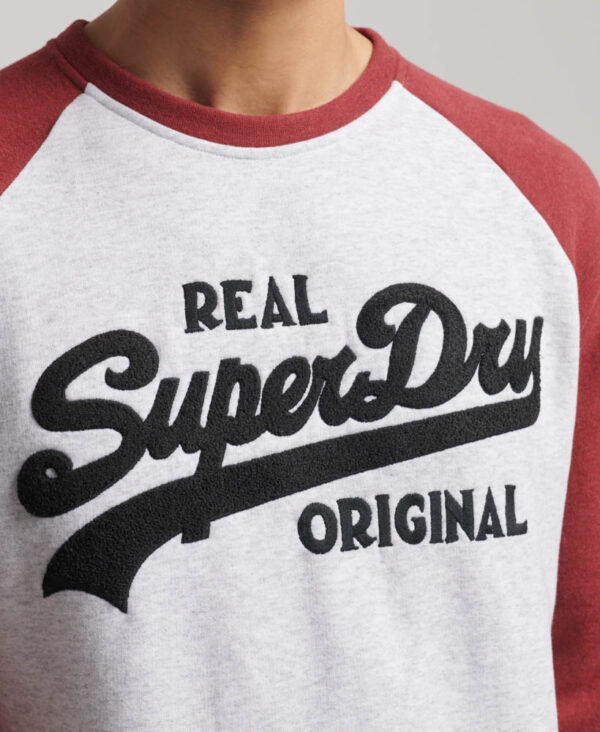 Athletic Vintage Logo Raglan Crew Sweatshirt Glacier Grey Marl Rhubarb Marl M2013129A 1EJ 3
