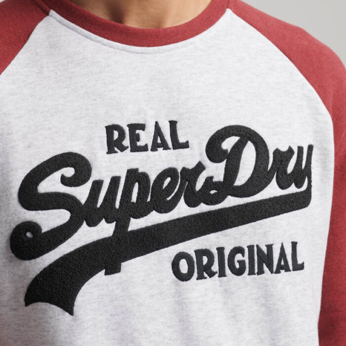 Athletic Vintage Logo Raglan Crew Sweatshirt Glacier Grey Marl Rhubarb Marl M2013129A 1EJ 3