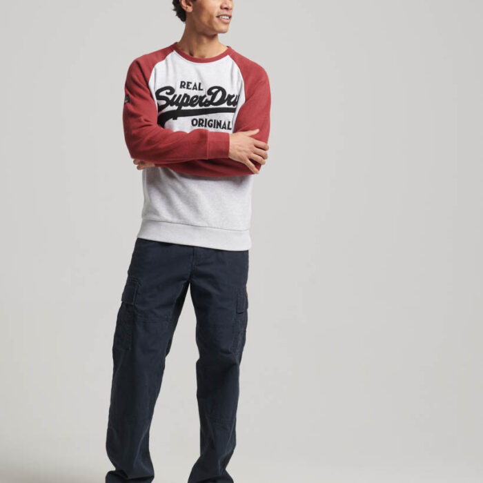 Athletic Vintage Logo Raglan Crew Sweatshirt Glacier Grey Marl Rhubarb Marl M2013129A 1EJ 4