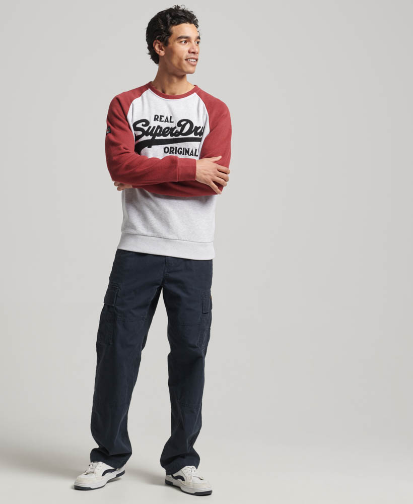 Athletic Vintage Logo Raglan Crew Sweatshirt Glacier Grey Marl Rhubarb Marl M2013129A 1EJ 4