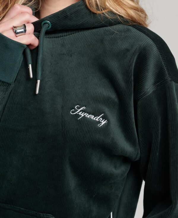 Drop Needle Velour Boxy Hoodie Academy Dark Green W2011925A 3KO 3