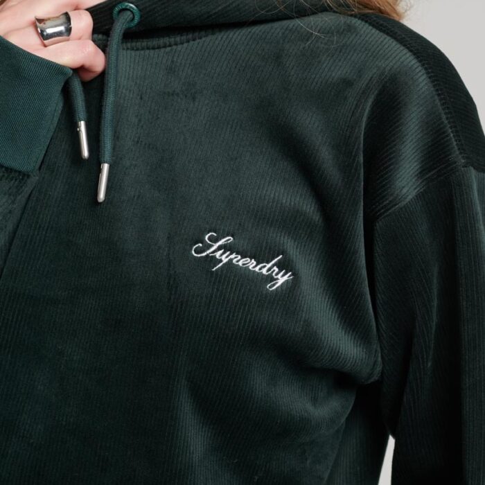 Drop Needle Velour Boxy Hoodie Academy Dark Green W2011925A 3KO 3