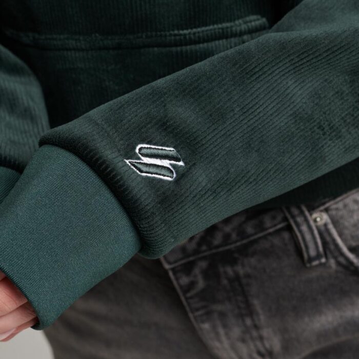 Drop Needle Velour Boxy Hoodie Academy Dark Green W2011925A 3KO 4