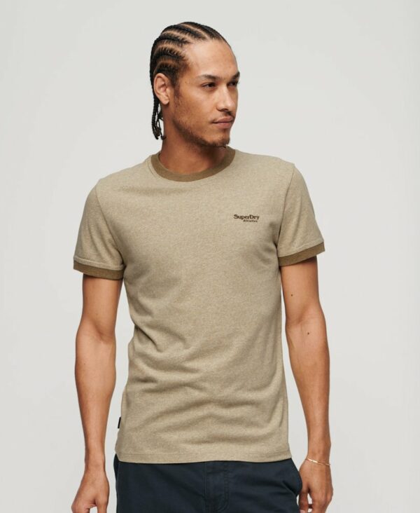Essential Logo Ringer T Shirt Tan Brown Fleck Marl Buck Tan Marl M1011739A 1AU 1