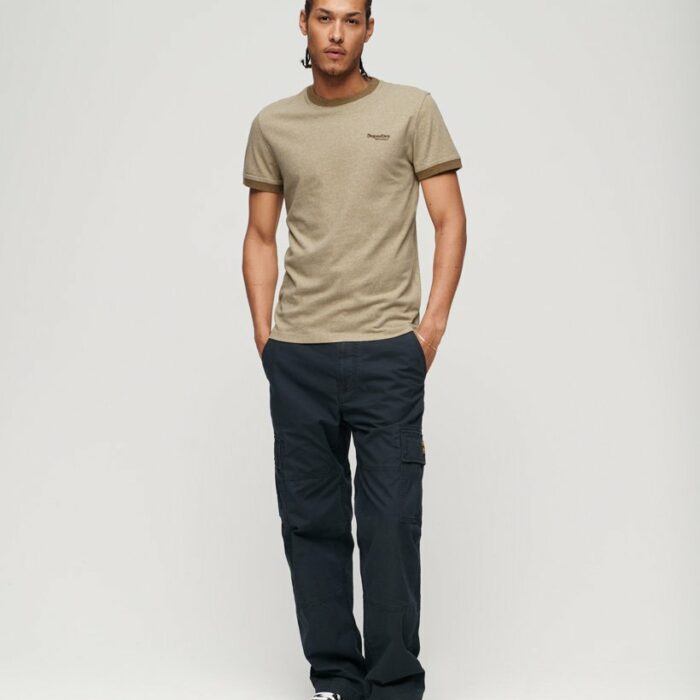Essential Logo Ringer T Shirt Tan Brown Fleck Marl Buck Tan Marl M1011739A 1AU 3