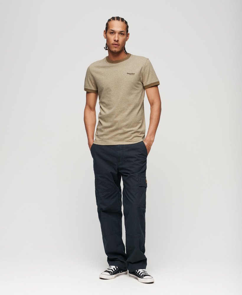 Essential Logo Ringer T Shirt Tan Brown Fleck Marl Buck Tan Marl M1011739A 1AU 3