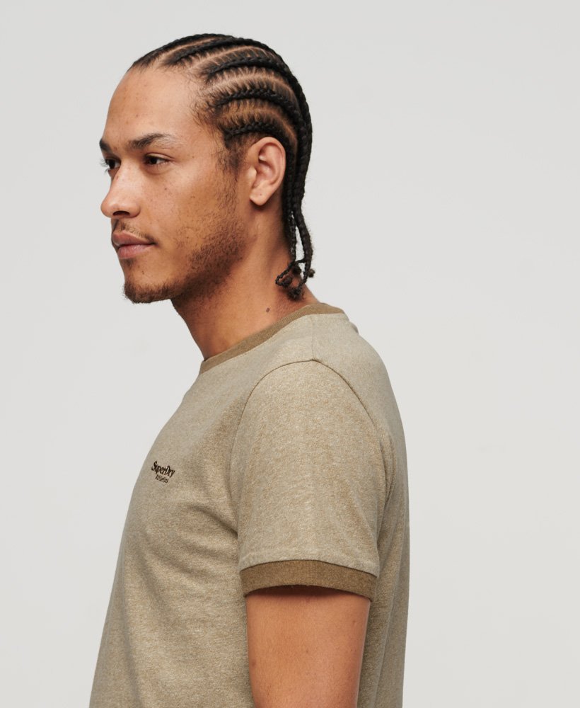 Essential Logo Ringer T Shirt Tan Brown Fleck Marl Buck Tan Marl M1011739A 1AU 4