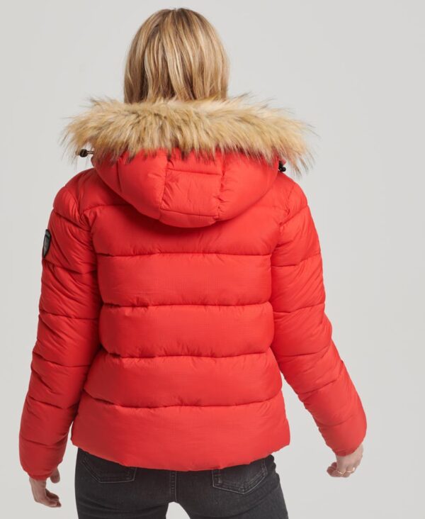 Faux Fur Short Hooded Puffer Jacket High Risk Red W5011569A XX4 2