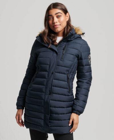 Fuji Hooded Mid Length Puffer Coat Nordic Chrome Navy W5011564A L6T 1