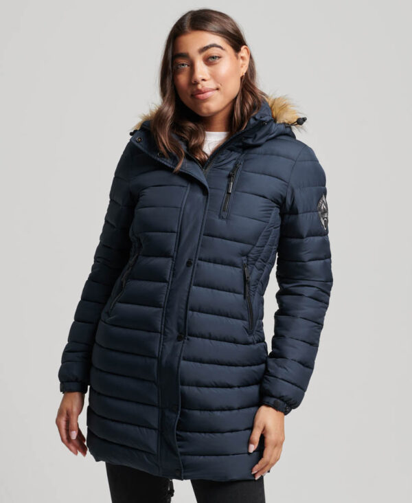 Fuji Hooded Mid Length Puffer Coat - Superdry