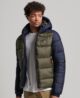 Hooded Colour Block Sports Puffer Jacket Eclipse Navy Dark Moss M5011752A 9UK 1