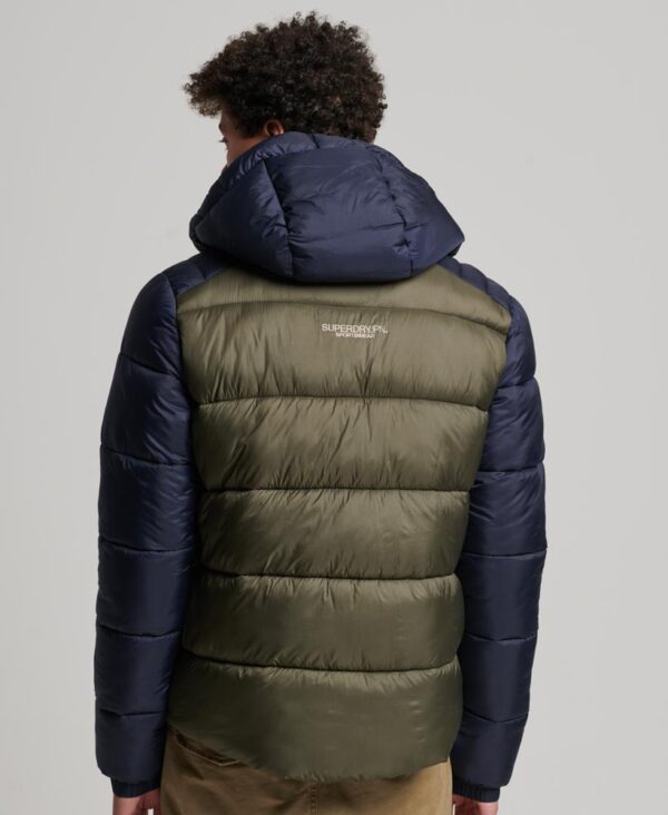 Hooded Colour Block Sports Puffer Jacket Eclipse Navy Dark Moss M5011752A 9UK 2