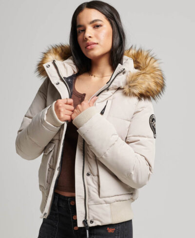 Hooded Everest Puffer Bomber Jacket Chateau Grey W5011576A 7MO 1