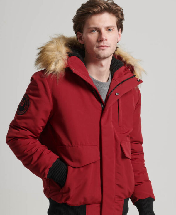Hooded Everest Puffer Bomber Jacket Deep Red M5011742A OIB 1