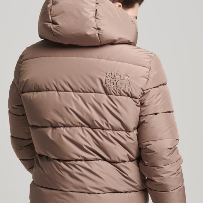 Hooded Sports Puffer Jacket Fossil Brown M5011827A 8KO 2
