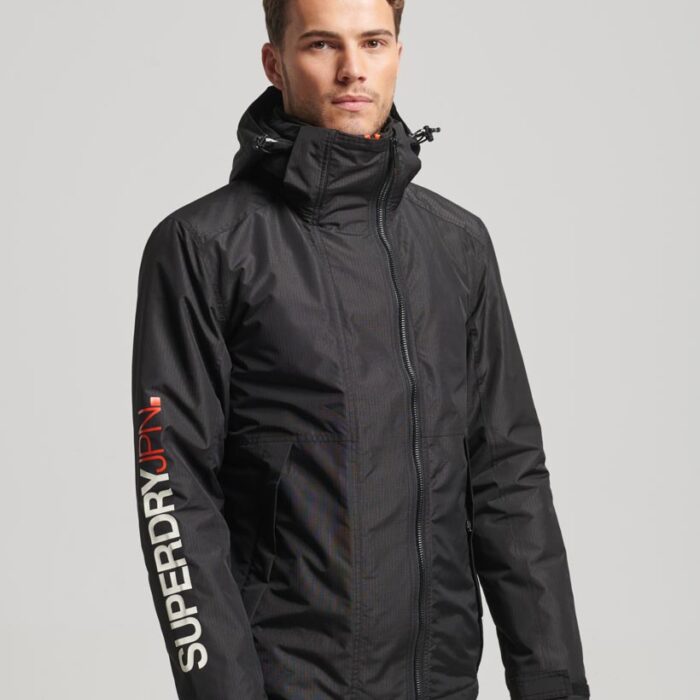Hooded Yachter Windbreaker Jacket Black Bold Orange M5011825A 8KX 1