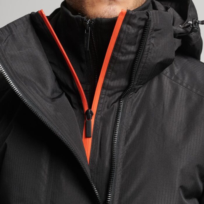 Hooded Yachter Windbreaker Jacket Black Bold Orange M5011825A 8KX 3