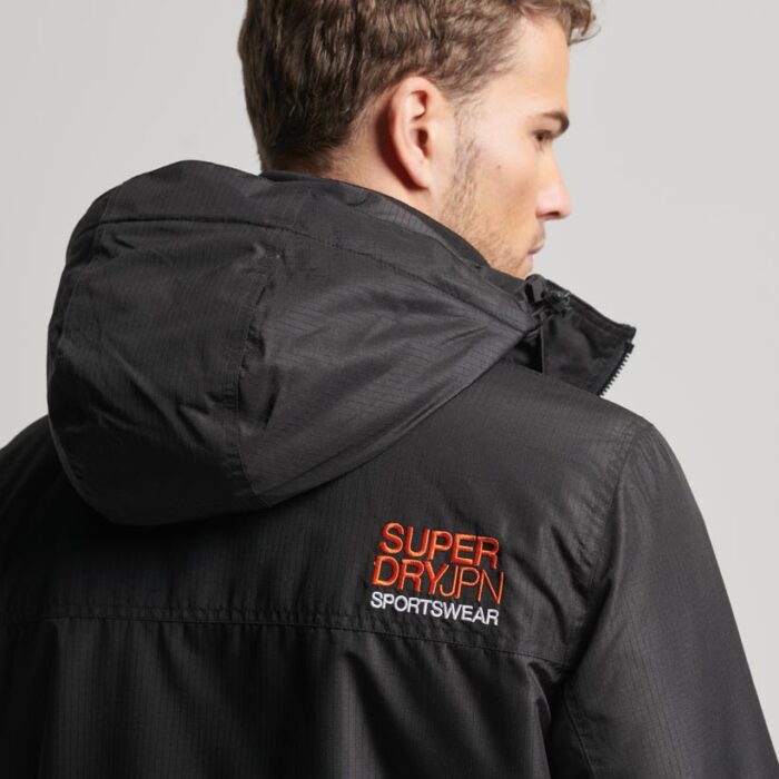 Hooded Yachter Windbreaker Jacket Black Bold Orange M5011825A 8KX 4