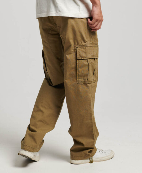 Men's Organic Cotton Baggy Cargo Pants in Drab Olive Green