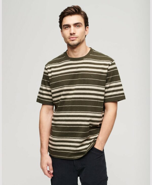 Relaxed Stripe T Shirt Olive Stripe M1011722A 9AG 1