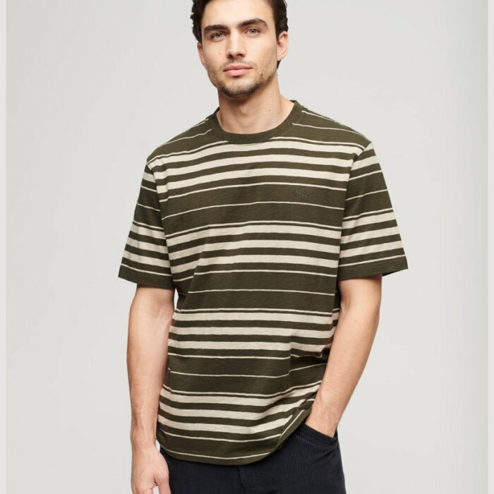 Relaxed Stripe T Shirt Olive Stripe M1011722A 9AG 1