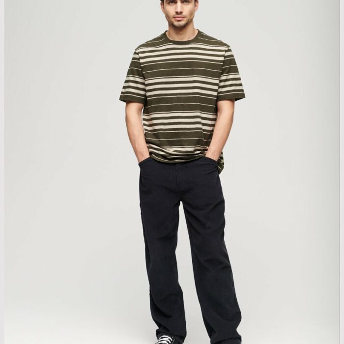 Relaxed Stripe T Shirt Olive Stripe M1011722A 9AG 3
