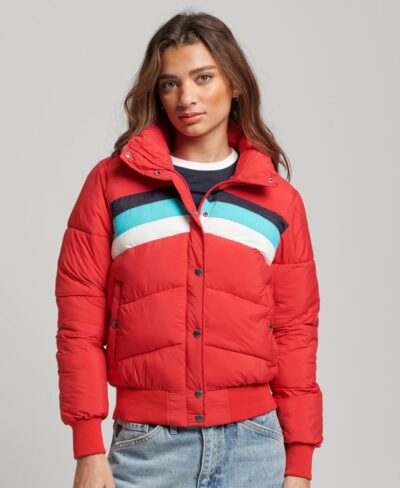 Retro Panel Short Puffer Jacket Alpine Red W5011563A 9ZL 1